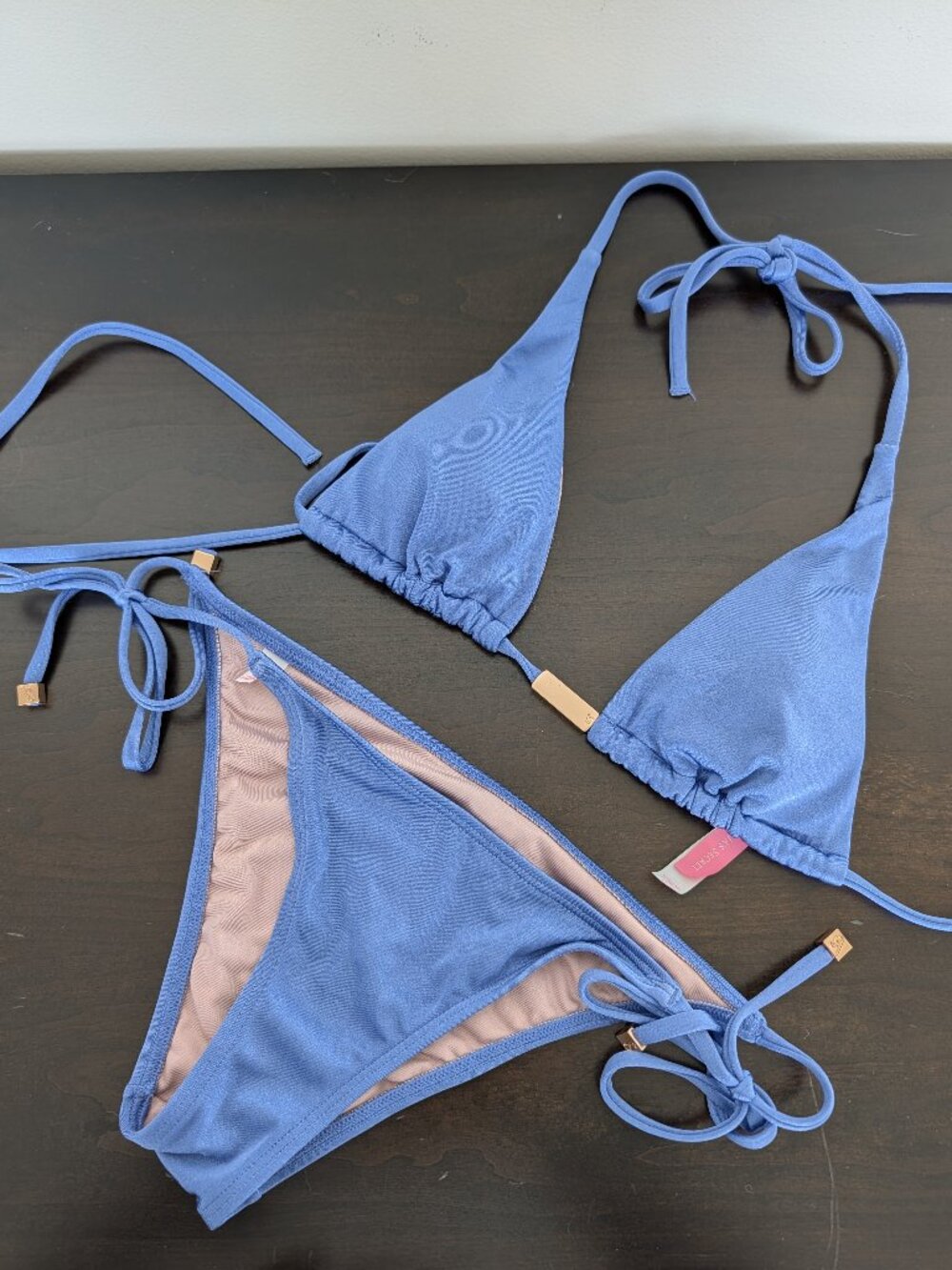 Victoria's Secret Skyline Blue Triangle Bikini | Gold Bar Hardware